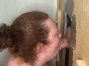 Preview 1 of Slutwife servicing random cocks at the glory hole gloryhole deepthroat facefuck cumslut cumdump