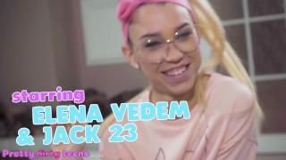 DEVIANTE - Blonde teen Elena Vedem gives big dick blowjob and fucked hard