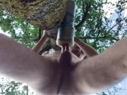Preview 3 of Flashlight fucking on the tree in public