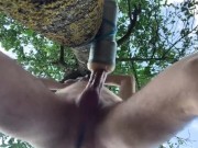 Preview 4 of Flashlight fucking on the tree in public