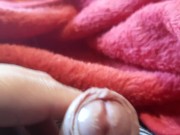 Preview 3 of Close up, quickie foreskin wank, with huge cun shot