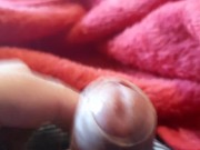 Preview 6 of Close up, quickie foreskin wank, with huge cun shot