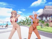Preview 2 of Anime Hentai 2 sexy babes WILD RESORT THREESOME SEX