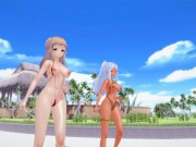 Preview 3 of Anime Hentai 2 sexy babes WILD RESORT THREESOME SEX