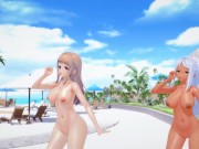 Preview 5 of Anime Hentai 2 sexy babes WILD RESORT THREESOME SEX