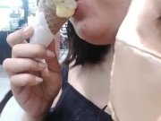Preview 1 of EATING and LICKING ice cream like your COCK/ YUMMY/ COLD ON MY TONGUE/ model rebecca