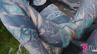 tattooed ANUSKATZZ gets ASS FUCKED in public / outdoors, gape, ANAL - Punk - Goth