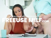 Preview 5 of Big Titted MILF Swallows Her Stepsons Huge Pulsating Cock While Her Husband Is On Business Trip