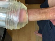 Preview 1 of Hot Verbal Guy going Wild while Fucking Fleshlight, Moaning & Shaking Creampie - 4K