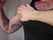 Preview 1 of Curved-dicked muscle basketball player can't handle post-orgasm handjob @WorldStudZ