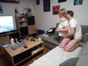 Preview 4 of A pregnant girl plays assasina on ps4 and is fucked by a man at home