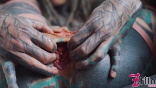 big SQUIRT from Tattoo girl in High heels - hard ANAL strech - ATM, big dildos, GAPE, prolapse play