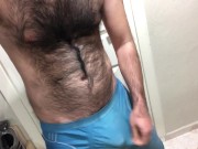 Preview 6 of Very hairy man Jerking off through Lycra Spandex Tights
