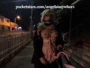 Preview 2 of Gagged sissy maid hooker on the streets