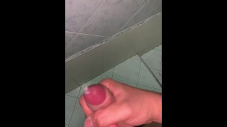 Italian guy cums in the bathroom next to his parents' room