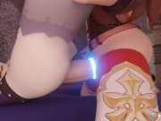 Preview 5 of Amber inflates Lisa's Belly with Cum (with sound) 3d animation hentai anime game Genshin Impact