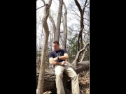 Preview 2 of Exhibitionist masturbating in the woods, jerking-off outside