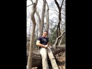 Preview 3 of Exhibitionist masturbating in the woods, jerking-off outside