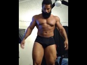Preview 5 of Muscular Man Flexing In Black Underwear