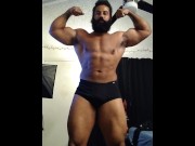 Preview 6 of Muscular Man Flexing In Black Underwear