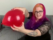Preview 1 of German Gothic BBW with balloons - Looner Fetish, Blow to Pop, non Pop... Trailer Teaser 02