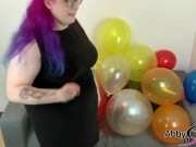 Preview 4 of German Gothic BBW with balloons - Looner Fetish, Blow to Pop, non Pop... Trailer Teaser 02