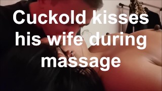 Kissing my CUCKOLD HUBBY while i get a CREAMPIE of my LOVER ( He TRY my PUSSY with CUM after)