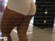 Preview 1 of Kriss Hotwife Married Slut In Shopping Shows Panties In White Transparent Shorts
