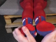 Preview 5 of POV sexy feet massage in diffrent pantyhoses and socks
