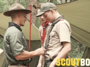 Preview 5 of ScoutBoys - Hot hung scout leader barebacks two smooth boys in forest