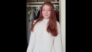 Innocent 19 year old redhead titty drop