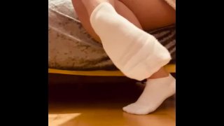 Hot Gym Girl Strapon Fucking with Sweaty Sock Humiliation