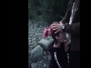 Preview 5 of Husband films wife suck stranger on river public blowjob