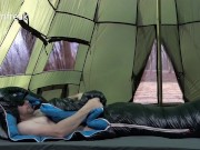 Preview 1 of Down Jacket Fetish Guy Goes Camping and Humps His Mummy Bag it the Tent. Downfreak original video.