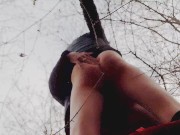 Preview 5 of Too hot even for winter. Public standing fuck quickie with perfect ass girl