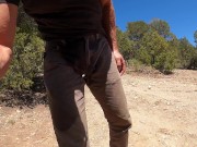 Preview 6 of Pissing grey pants and white briefs in the mountains