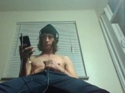 Preview 5 of Headphones & Beanie On; Barechested And Stroking Lazily To Porn