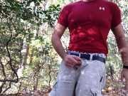 Preview 2 of Beating off in the bushes again. Intense jerk and cum outside