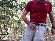 Preview 3 of Beating off in the bushes again. Intense jerk and cum outside