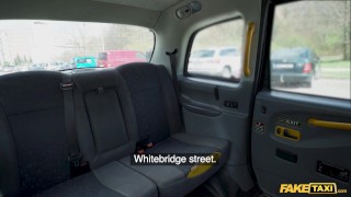 Female Fake Taxi Busty blonde fucked and facialised by studs big cock