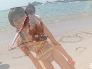 Preview 2 of Skinny Japanese chick enjoys having a photoshoot on the beach