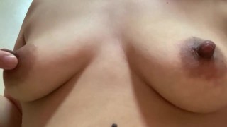 A shaved mature woman can't hold back and masturbates with a dildo in the office toilet