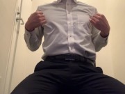 Preview 1 of A salaried worker with weak nipples couldn't stand it and masturbating in a suit.