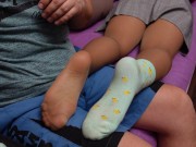 Preview 3 of Sexy Feet Soles in Nylon Tights Dress knee Socks Foot Fetish Pantyhose