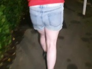 Preview 2 of ⭐ Girl Pees Her Shorts Again Walking In Public After the Car Wetting!