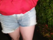Preview 3 of ⭐ Girl Pees Her Shorts Again Walking In Public After the Car Wetting!