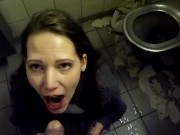 Preview 5 of Viktoria Goo - Swallowing a massive pissload at the truckstop restroom