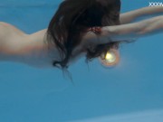 Preview 6 of Petite Russian Marfa swims nude in the pool