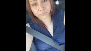 Shy Latina Car Flash ; My First Flashing Video