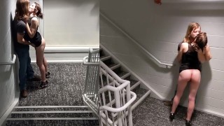 Horny Couple Fucking in the Stairwell